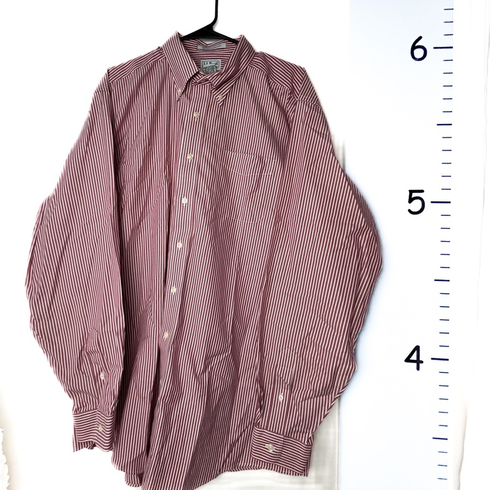L.L.‎ Bean Red White Stripe Button-down Shirt Men's XL Tall OCUY7